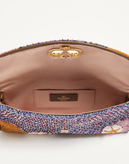 Valentino Garavani - Valentino Garavani Devain Small Embroidered Shoulder Bag - Multicolour - Woman - Shoulder Bags